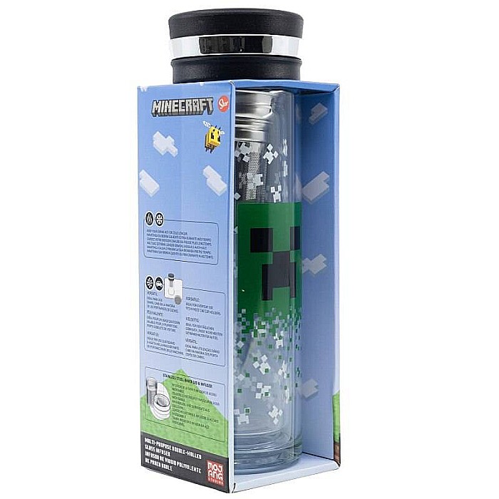 Infuzor de ceai din sticlă barosilicată, cu pereți dubli, 350 ml, verde, Minecraft [4]