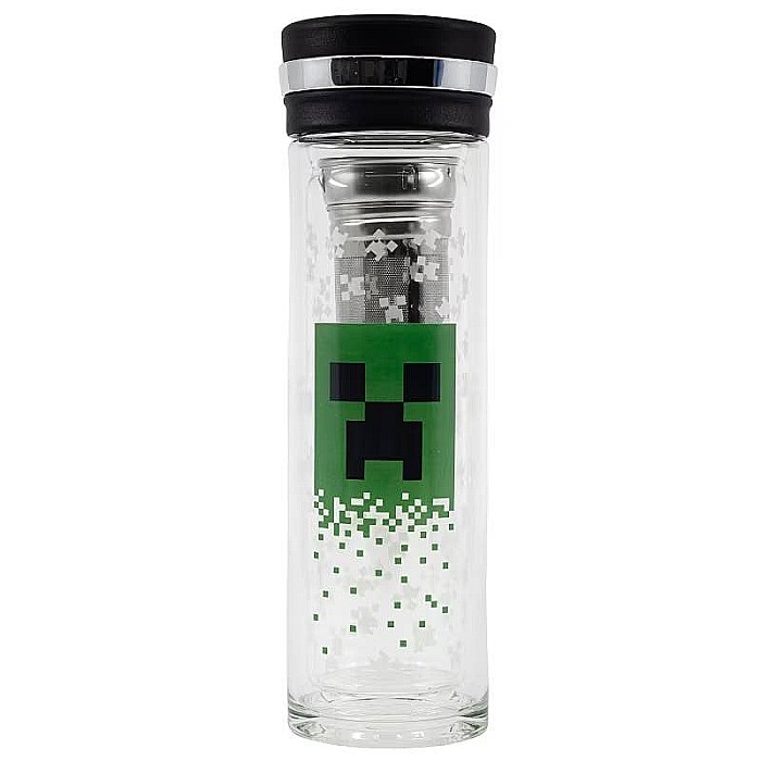 Infuzor de ceai din sticlă barosilicată, cu pereți dubli, 350 ml, verde, Minecraft [5]