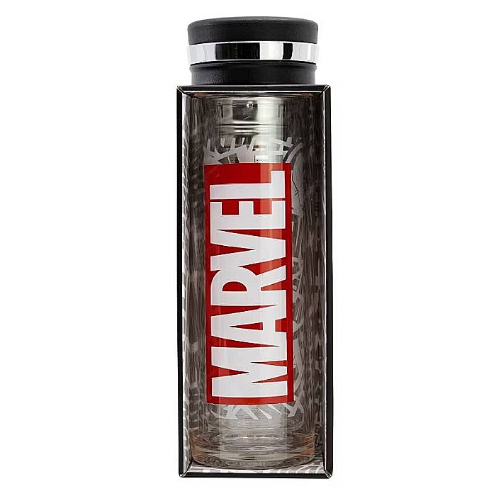 Infuzor de ceai din sticlă barosilicată, cu pereți dubli, 350 ml, roșu, Marvel [3]