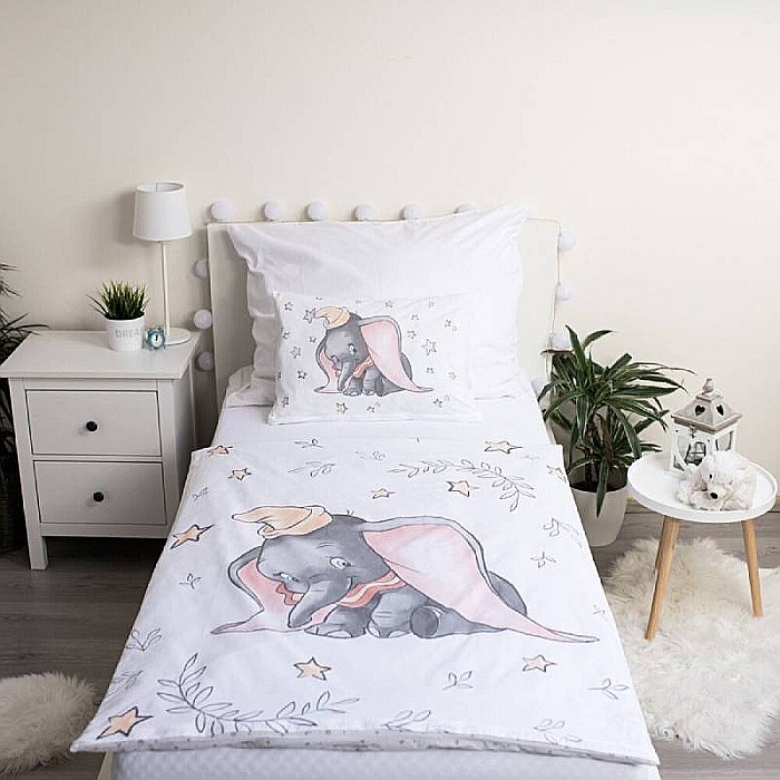 Set lenjerie pat copii, 100% bumbac, multicolor, 2 piese, 100×135 cm, 40×60, Dumbo, Disney, stars [2]
