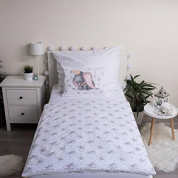 Set lenjerie pat copii, 100% bumbac, multicolor, 2 piese, 100×135 cm, 40×60, Dumbo, Disney, stars [5]