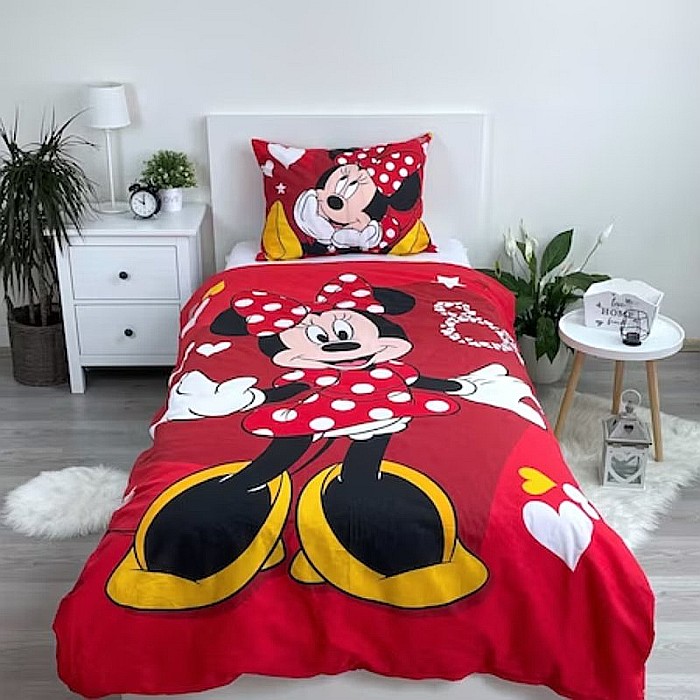 Set lenjerie pat copii, 100% bumbac, multicolor, 2 piese, 140×200 cm, 70×90, Red Heart, Minnie Mouse [3]
