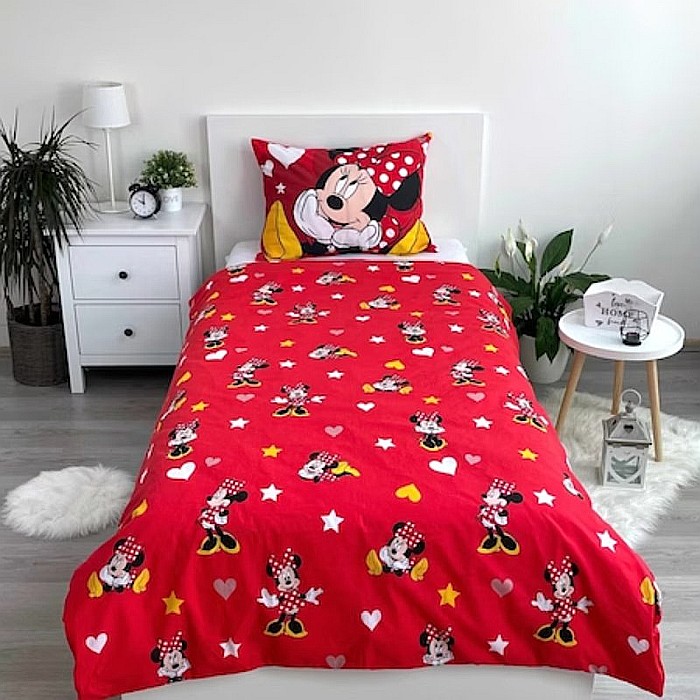 Set lenjerie pat copii, 100% bumbac, multicolor, 2 piese, 140×200 cm, 70×90, Red Heart, Minnie Mouse [4]