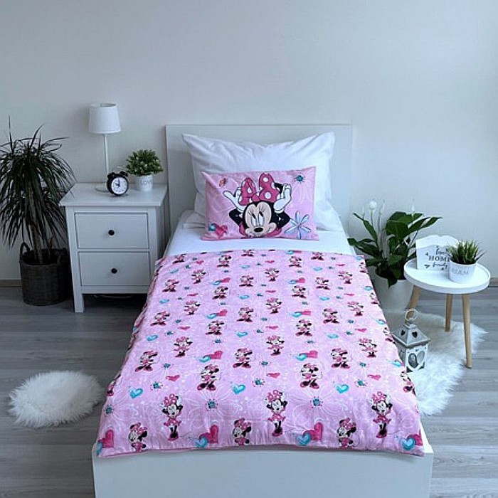 Set lenjerie pat copii, 100% bumbac, multicolor, 2 piese, 100×135 cm, 40×60, Flowers, Minnie Mouse [3]