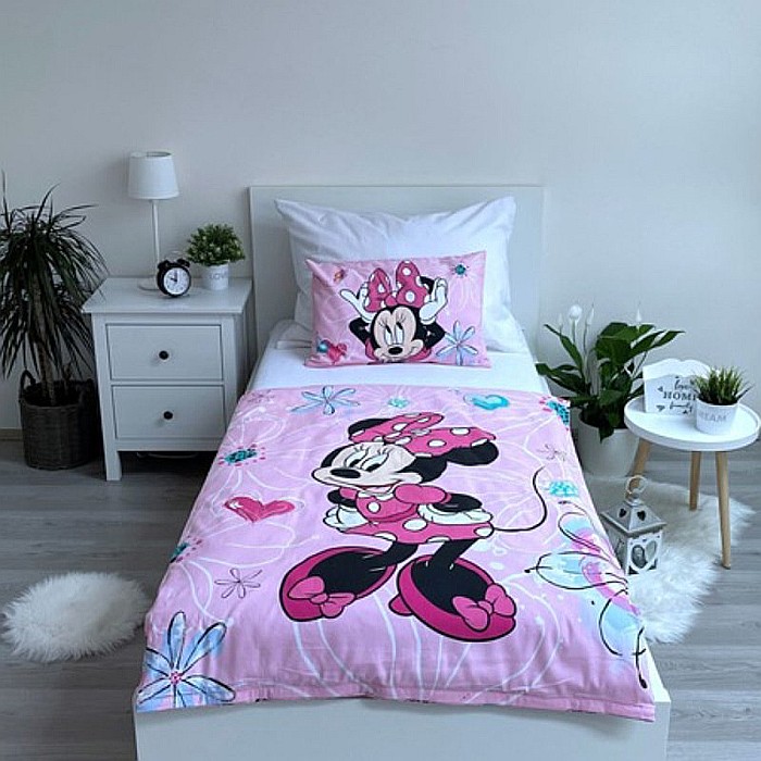 Set lenjerie pat copii, 100% bumbac, multicolor, 2 piese, 100×135 cm, 40×60, Flowers, Minnie Mouse [4]