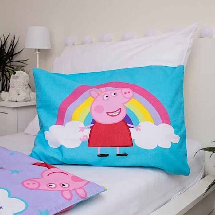Set lenjerie pat copii, 100% bumbac, multicolor, 2 piese, 100×135 cm, 40×60, Peppa's, Peppa Pig [2]