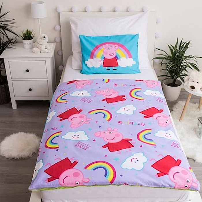 Set lenjerie pat copii, 100% bumbac, multicolor, 2 piese, 100×135 cm, 40×60, Peppa's, Peppa Pig [3]
