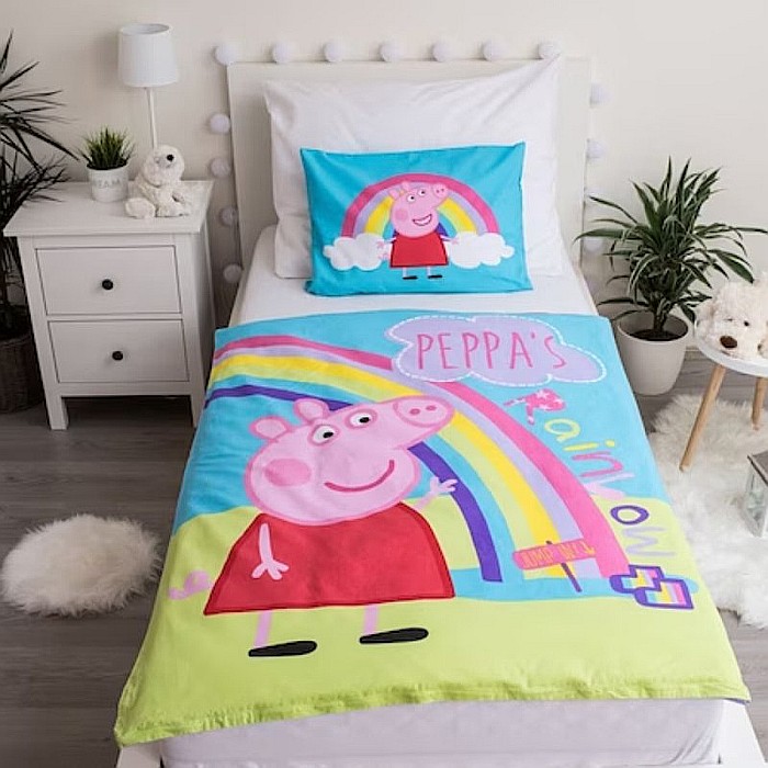 Set lenjerie pat copii, 100% bumbac, multicolor, 2 piese, 100×135 cm, 40×60, Peppa's, Peppa Pig [5]