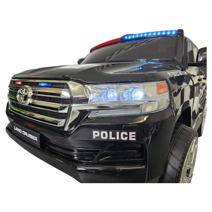 Mașină electrică de poliție licență Toyota Land Cruiser, pentru două persoane, Negru, 24V, cu telecomandă, Sunete/Muzică, USB, Lumini, 125x73x58 cm [6]