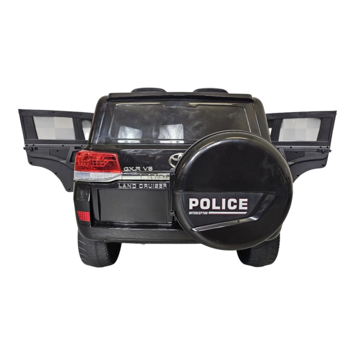Mașină electrică de poliție licență Toyota Land Cruiser, pentru două persoane, Negru, 24V, cu telecomandă, Sunete/Muzică, USB, Lumini, 125x73x58 cm [5]