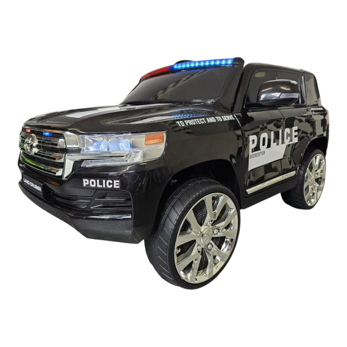 Mașină electrică de poliție licență Toyota Land Cruiser, pentru două persoane, Negru, 24V, cu telecomandă, Sunete/Muzică, USB, Lumini, 125x73x58 cm [2]