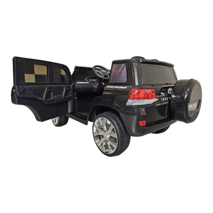 Mașină electrică de poliție licență Toyota Land Cruiser, pentru două persoane, Negru, 24V, cu telecomandă, Sunete/Muzică, USB, Lumini, 125x73x58 cm [4]