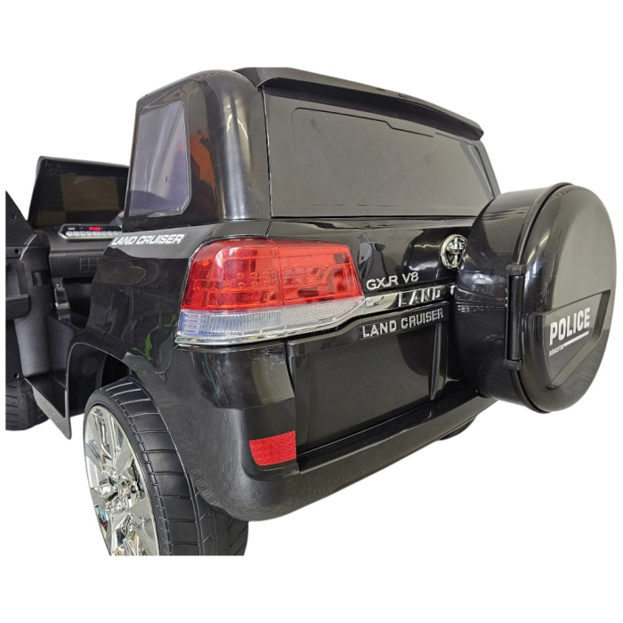 Mașină electrică de poliție licență Toyota Land Cruiser, pentru două persoane, Negru, 24V, cu telecomandă, Sunete/Muzică, USB, Lumini, 125x73x58 cm [7]
