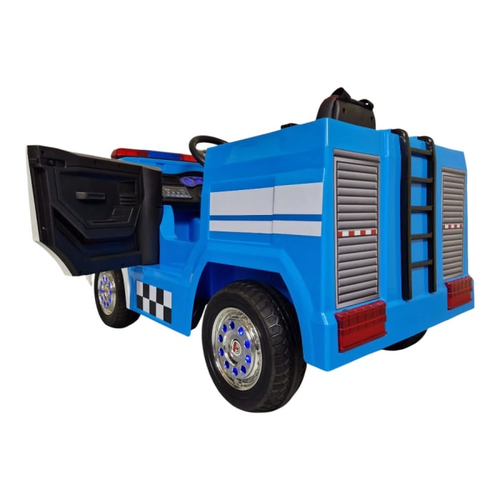 Mașină electrică de poliție, pentru o persoană, Albastru, 12V, cu telecomandă, Sunete/Muzică, Greutate maximă suportată 30 kg, 115x65x60 cm [5]