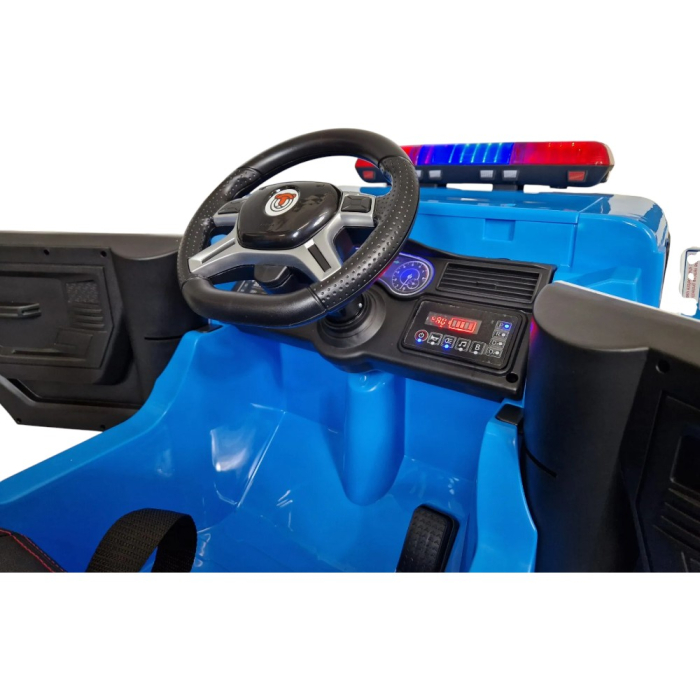 Mașină electrică de poliție, pentru o persoană, Albastru, 12V, cu telecomandă, Sunete/Muzică, Greutate maximă suportată 30 kg, 115x65x60 cm [7]