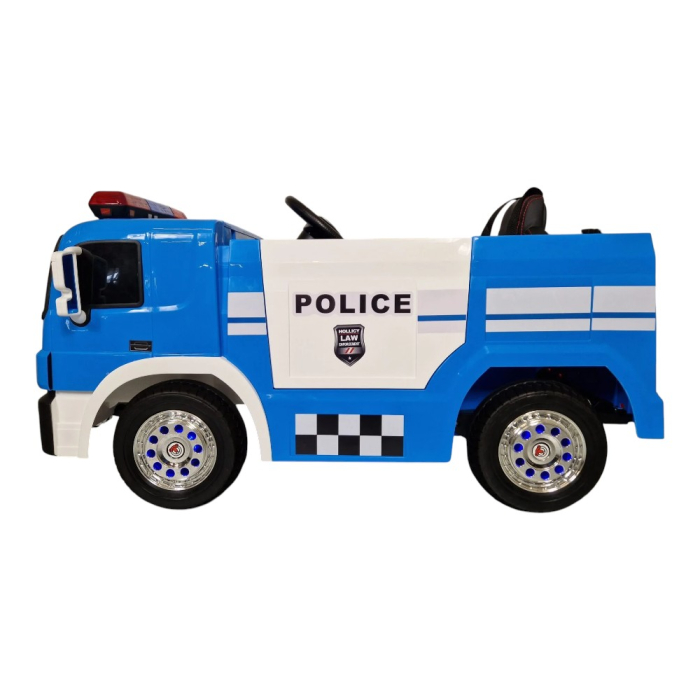 Mașină electrică de poliție, pentru o persoană, Albastru, 12V, cu telecomandă, Sunete/Muzică, Greutate maximă suportată 30 kg, 115x65x60 cm [4]