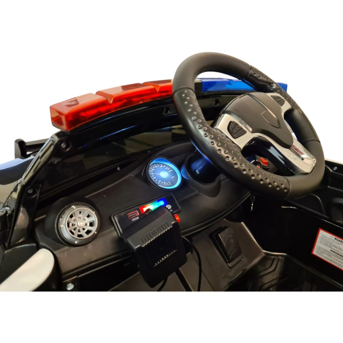 Mașină electrică de poliție, pentru două persoane, Negru, 12V, cu telecomandă, MP3, USB, 116x64x45 cm [8]
