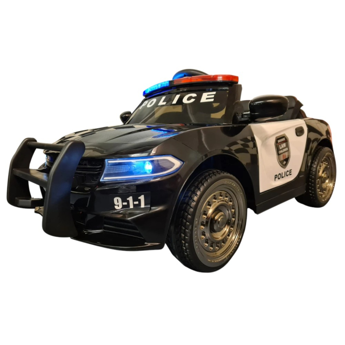 Mașină electrică de poliție, pentru două persoane, Negru, 12V, cu telecomandă, MP3, USB, 116x64x45 cm [2]