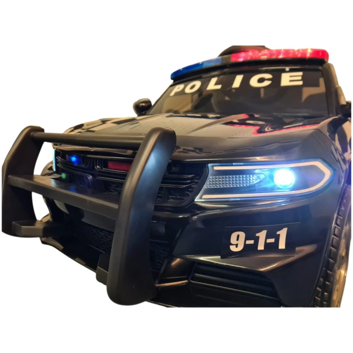 Mașină electrică de poliție, pentru două persoane, Negru, 12V, cu telecomandă, MP3, USB, 116x64x45 cm [7]