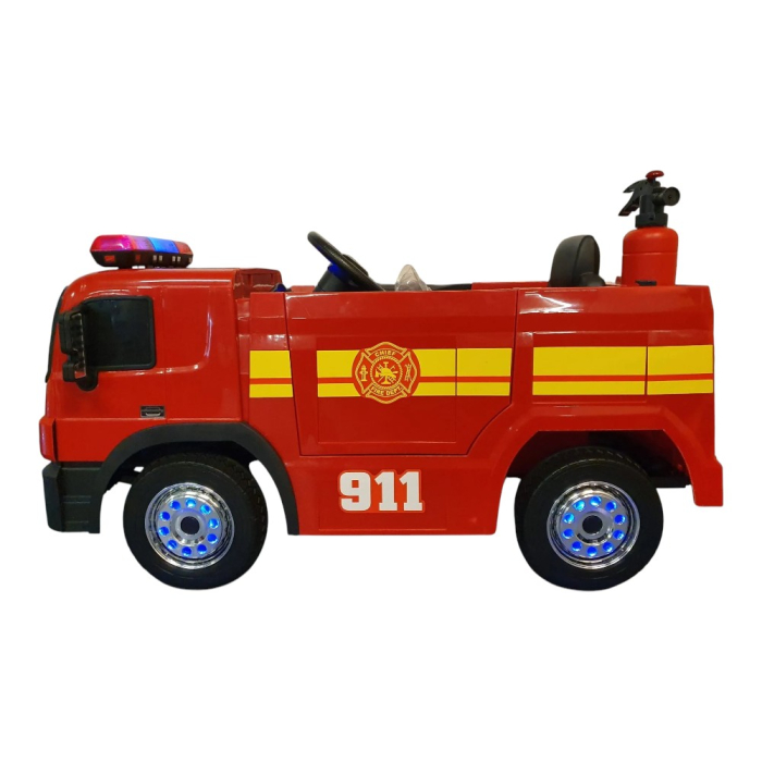 Mașină electrică de pompieri, pentru o persoană, Roșu, 12V, cu telecomandă, Sunete/Muzică, Greutate maximă suportată 30 kg, 115x65x60 cm [3]