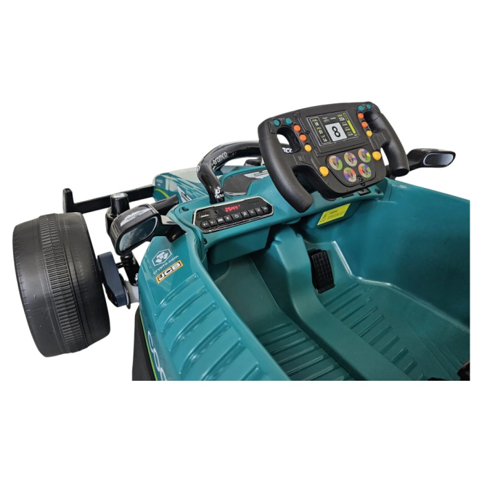 Mașină electrică licență Aston Martin Formula 1, pentru o persoană, Verde, 24V, cu telecomandă, Sunete/Muzică, Bluetooth, USB, 137x72x44 cm [9]