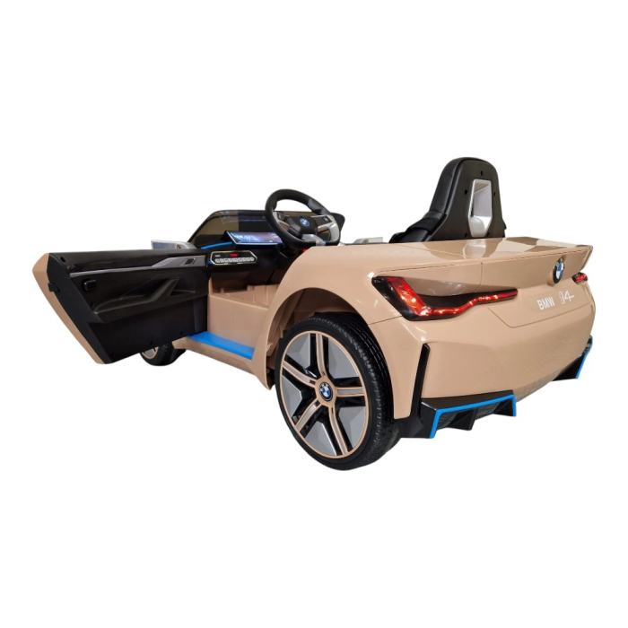 Mașină electrică licență BMW i4, pentru o persoană, Bej, 12V, cu telecomandă, Bluetooth, MP3, USB, 115x67x45 cm [5]
