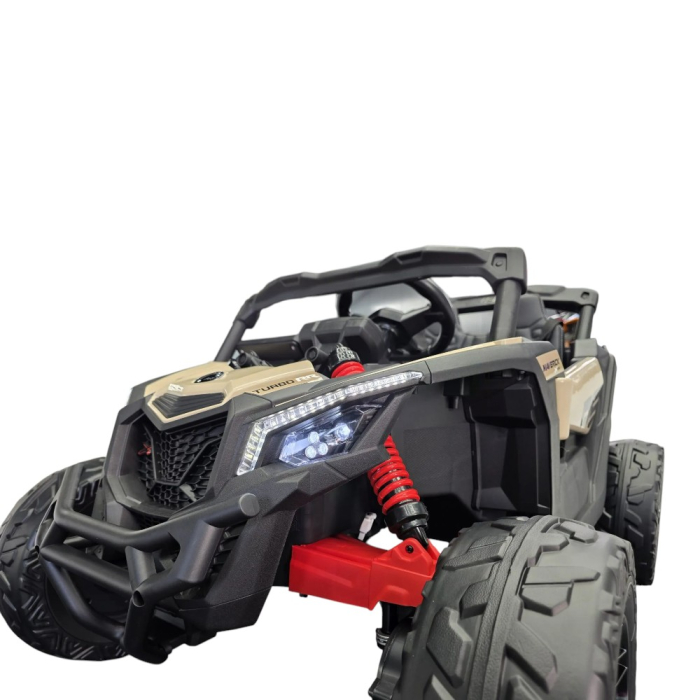 Mașină electrică licență Can-Am Maverick, pentru două persoane, Kaki, 12V, cu telecomandă, Bluetooth, USB, 108x73x63 cm [6]