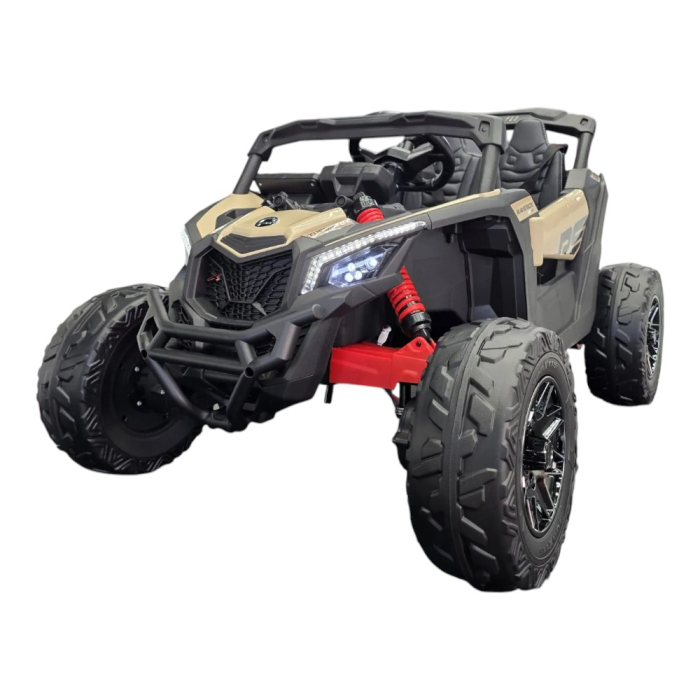 Mașină electrică licență Can-Am Maverick, pentru două persoane, Kaki, 12V, cu telecomandă, Bluetooth, USB, 108x73x63 cm [1]