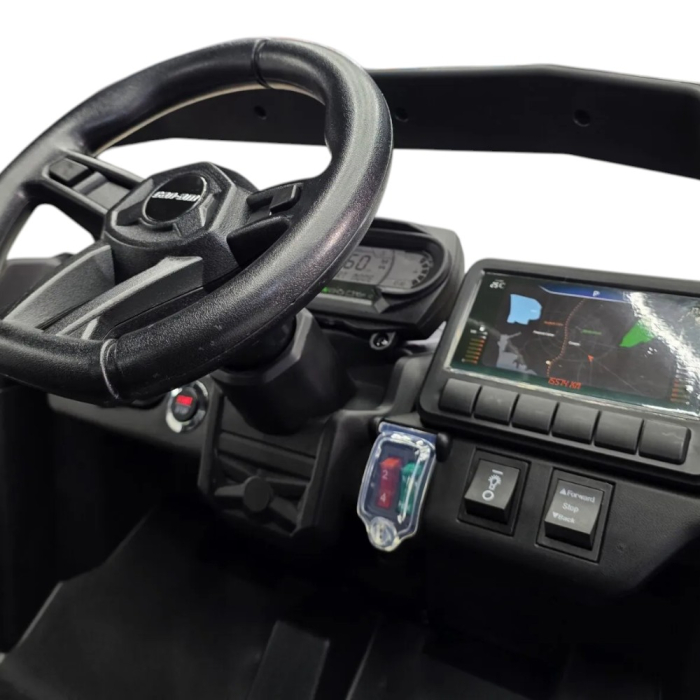 Mașină electrică licență Can-Am Maverick, pentru două persoane, Kaki, 12V, cu telecomandă, Bluetooth, USB, 108x73x63 cm [8]