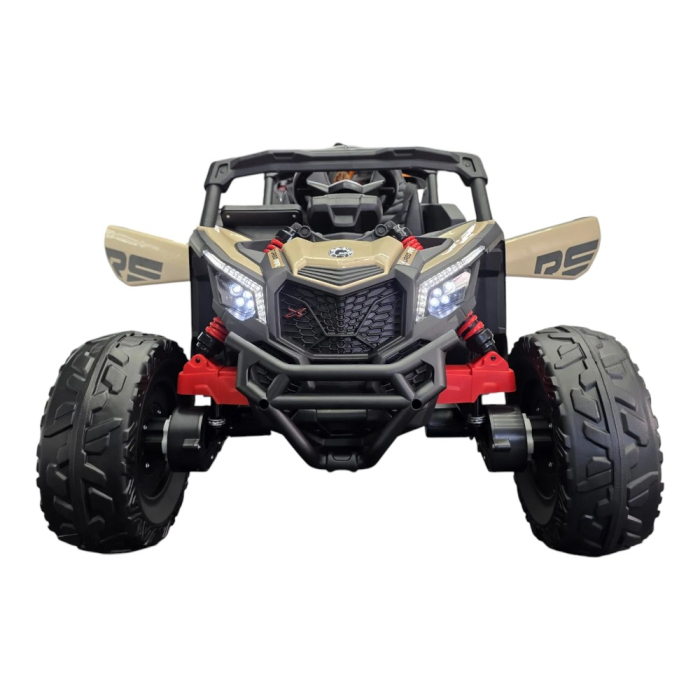 Mașină electrică licență Can-Am Maverick, pentru două persoane, Kaki, 12V, cu telecomandă, Bluetooth, USB, 108x73x63 cm [2]