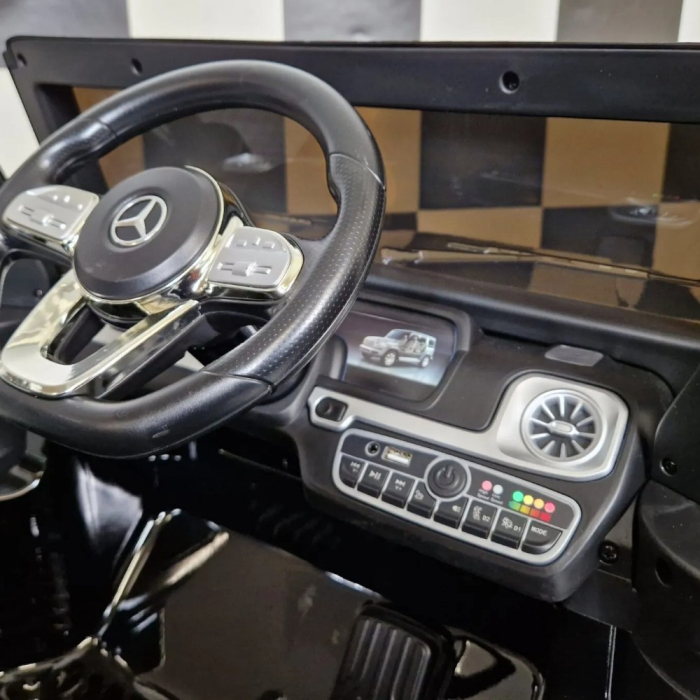 Mașină electrică licență Mercedes G500, pentru o persoană, Negru metalic, 12V, cu telecomandă, Bluetooth, MP3, USB, 114x67x54 cm [9]