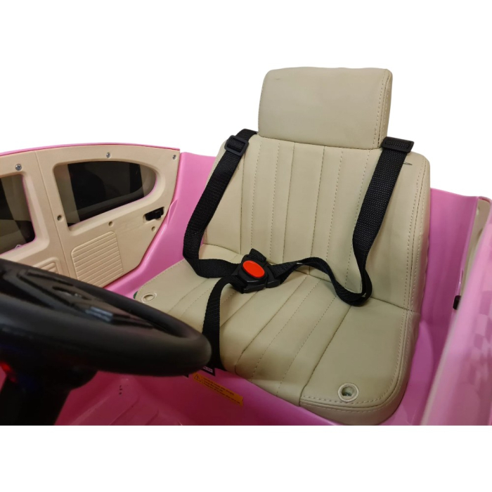 Mașină electrică licență Volkswagen Kever, pentru o persoană, roz, 12V, cu telecomandă, Bluetooth, MP3, USB, 108.5x63x51.5 cm [10]