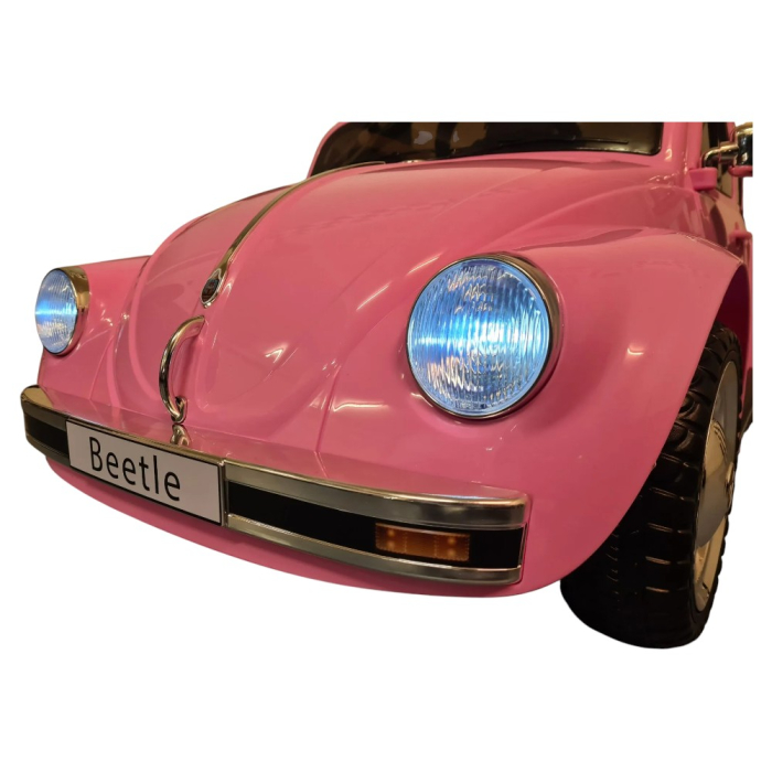 Mașină electrică licență Volkswagen Kever, pentru o persoană, roz, 12V, cu telecomandă, Bluetooth, MP3, USB, 108.5x63x51.5 cm [6]