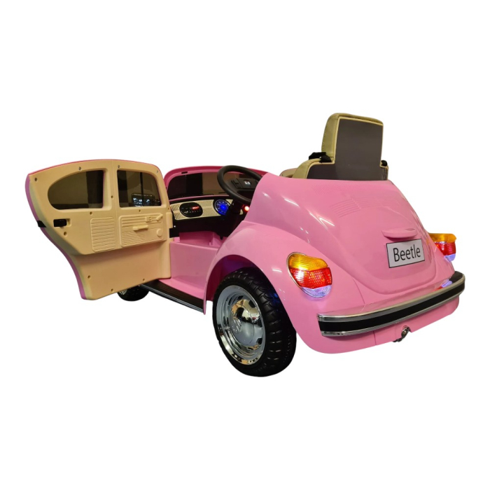 Mașină electrică licență Volkswagen Kever, pentru o persoană, roz, 12V, cu telecomandă, Bluetooth, MP3, USB, 108.5x63x51.5 cm [4]