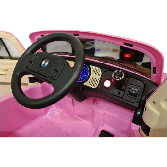 Mașină electrică licență Volkswagen Kever, pentru o persoană, roz, 12V, cu telecomandă, Bluetooth, MP3, USB, 108.5x63x51.5 cm [9]