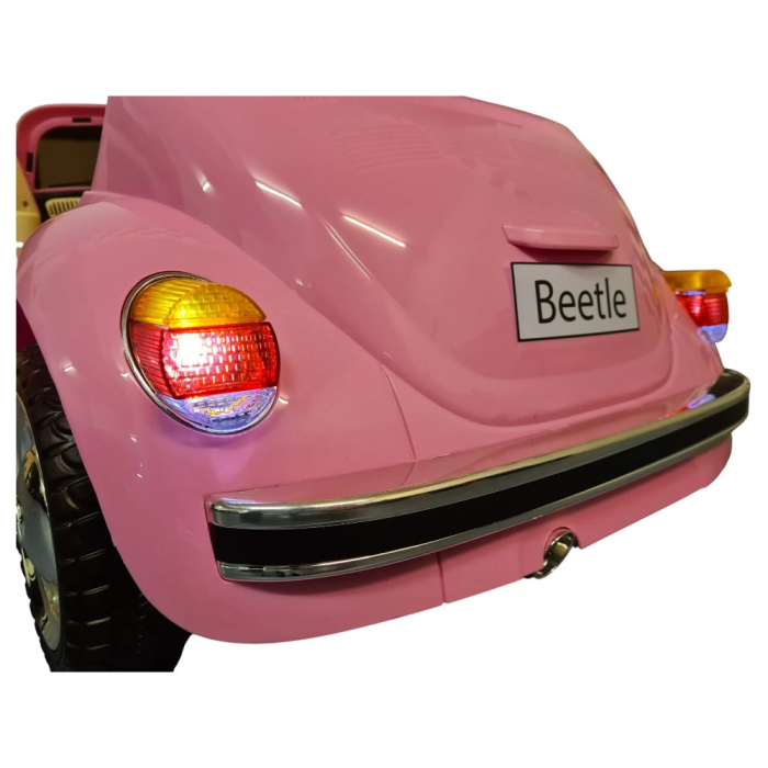 Mașină electrică licență Volkswagen Kever, pentru o persoană, roz, 12V, cu telecomandă, Bluetooth, MP3, USB, 108.5x63x51.5 cm [7]