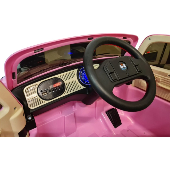 Mașină electrică licență Volkswagen Kever, pentru o persoană, roz, 12V, cu telecomandă, Bluetooth, MP3, USB, 108.5x63x51.5 cm [8]
