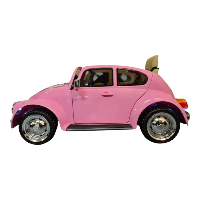 Mașină electrică licență Volkswagen Kever, pentru o persoană, roz, 12V, cu telecomandă, Bluetooth, MP3, USB, 108.5x63x51.5 cm [3]