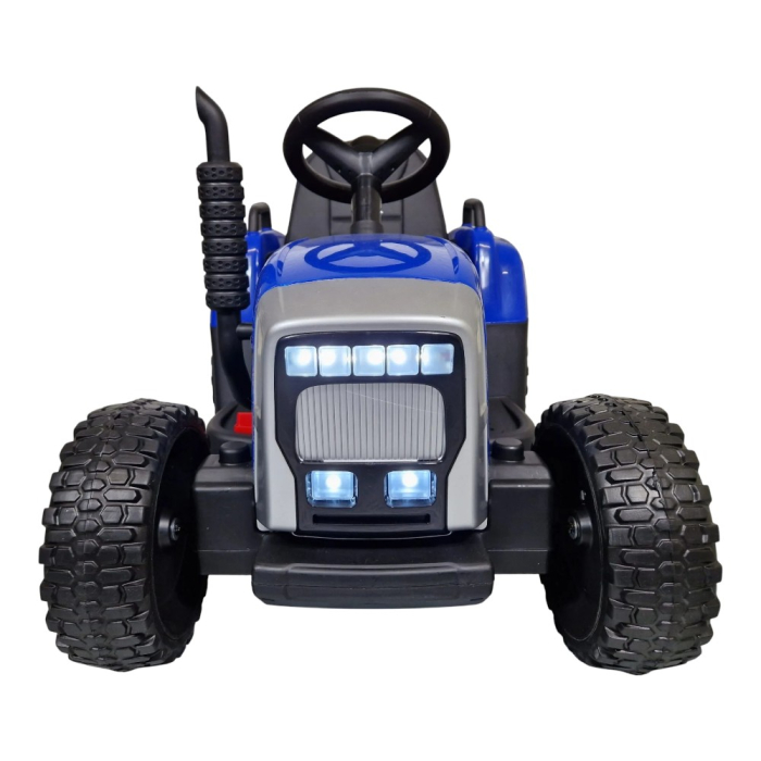 Mașină electrică tip tractor cu remorcă, pentru o persoană, Albastru, 12V, cu telecomandă, Sunete/Muzică, Bluetooth, 137x50x53 cm [3]