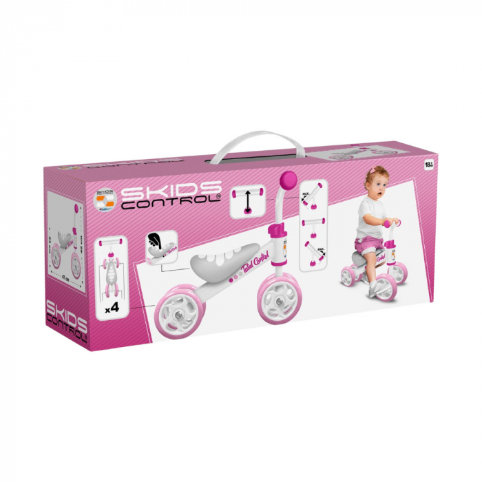 Mini bicicleta fara pedale pentru copii, varsta 1-3 ani, cadru ergonomic, sa larga din spuma, ghidon reglabil, manere anti lovire, roz [4]