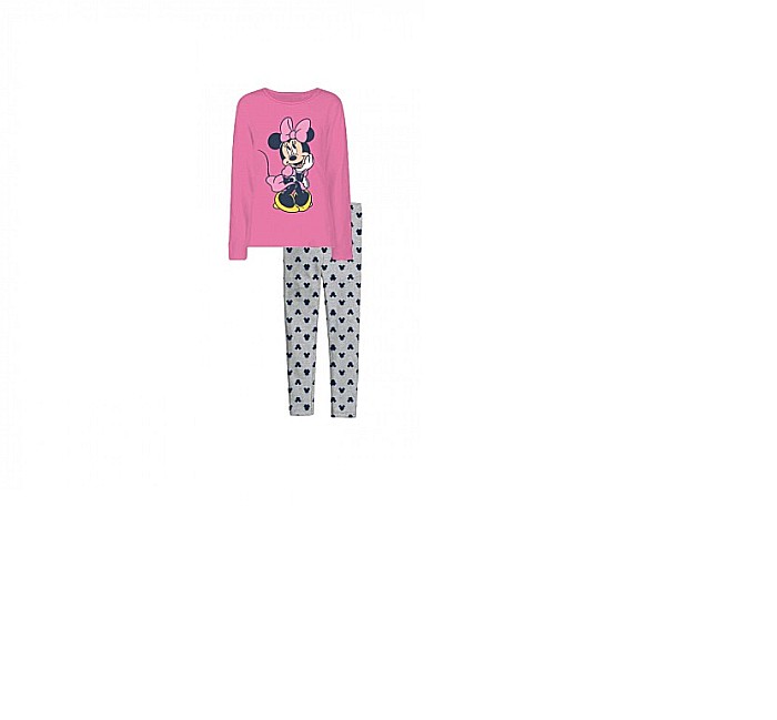 Pijama pentru fete, cu mânecă lungă, gri-roz, Minnie Mouse, Disney [2]