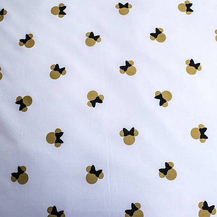 Set lenjerie pat copii, 100% bumbac, alb, 2 piese, 140×200 cm, 70×90, Minnie Mouse, Disney, gold02 [5]