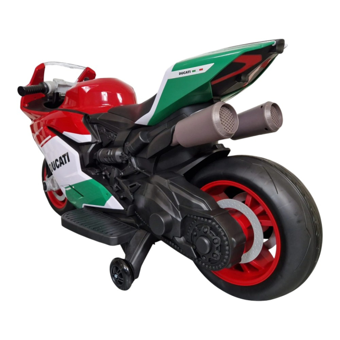 Motocicletă electrică cu licență Ducati Panigale, pentru o persoană, Multicolor, 12V, Sunete/Muzică, Lumini, Roți laterale, 108x43x68 cm [5]