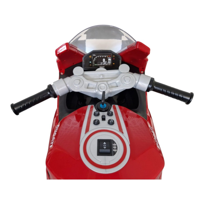 Motocicletă electrică cu licență Ducati Panigale, pentru o persoană, Multicolor, 12V, Sunete/Muzică, Lumini, Roți laterale, 108x43x68 cm [8]