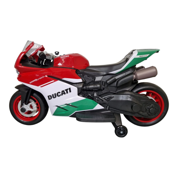 Motocicletă electrică cu licență Ducati Panigale, pentru o persoană, Multicolor, 12V, Sunete/Muzică, Lumini, Roți laterale, 108x43x68 cm [4]