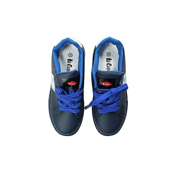 Pantofi sport din piele ecologică cu detalii holografice, albastru, NA, Lee Cooper [3]