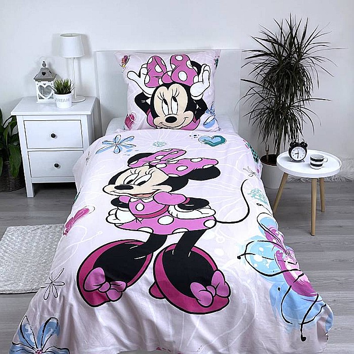 Set lenjerie pat copii, 100% bumbac, multicolor, 2 piese, 160×200 cm, 70×80, Flowers02, Minnie Mouse [3]