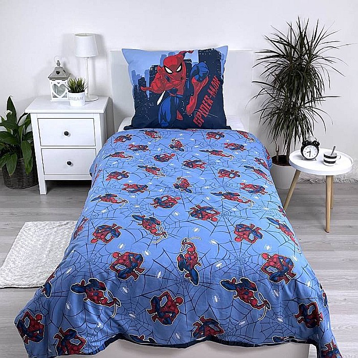 Set lenjerie pat copii, 100% bumbac, multicolor, 2 piese, 160×200 cm, 70×80, Blue08, Spiderman [2]