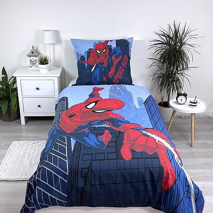 Set lenjerie pat copii, 100% bumbac, multicolor, 2 piese, 160×200 cm, 70×80, Blue08, Spiderman [3]