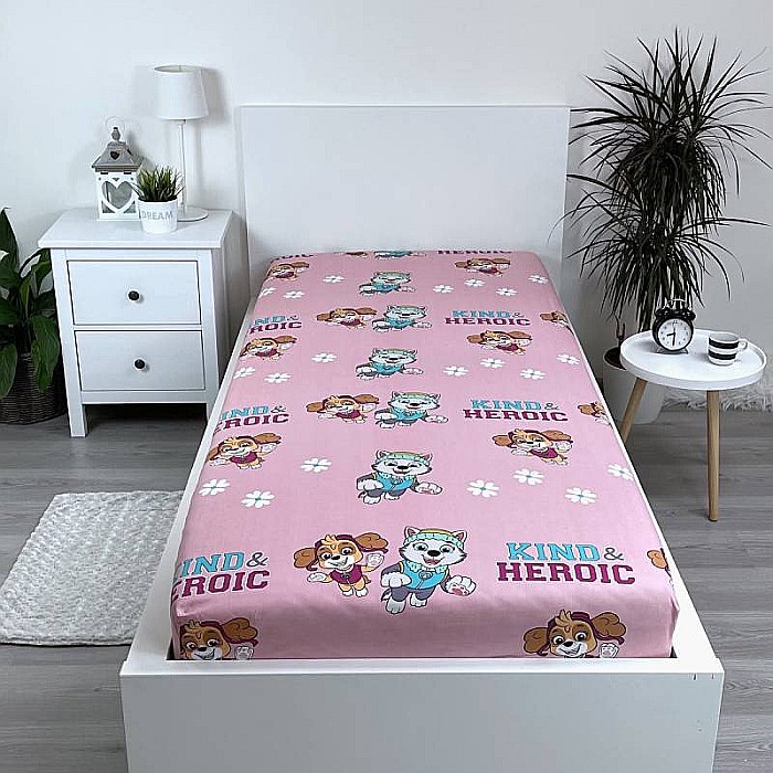Cearceaf cu margini elastice, multicolor, 100% bumbac, 90 x 200 cm, Heroic, Paw Patrol [2]